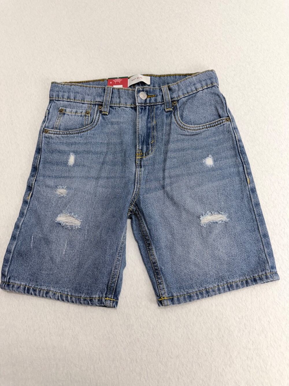 Levi's Boys 511 Slim Fit Denim Shorts Adjustable Waist Size 14 Blue NWT